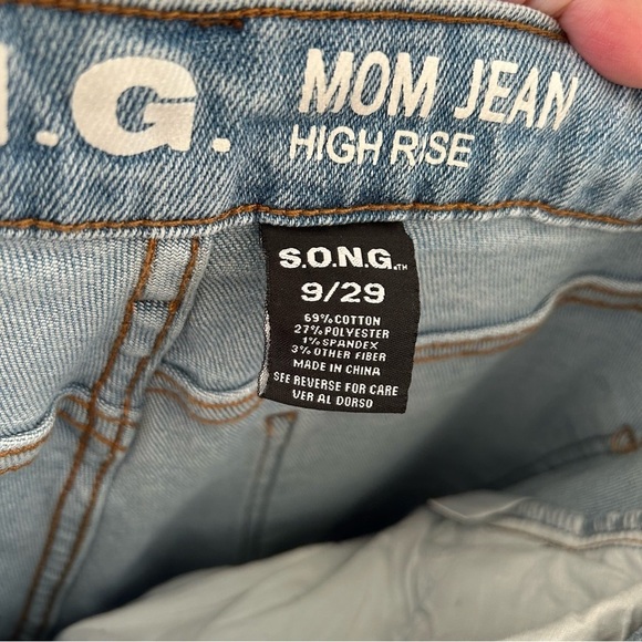SONG Mom Jeans High Rise 9/29 Light Wash Blue Casual Rockabilly - Picture 10 of 12